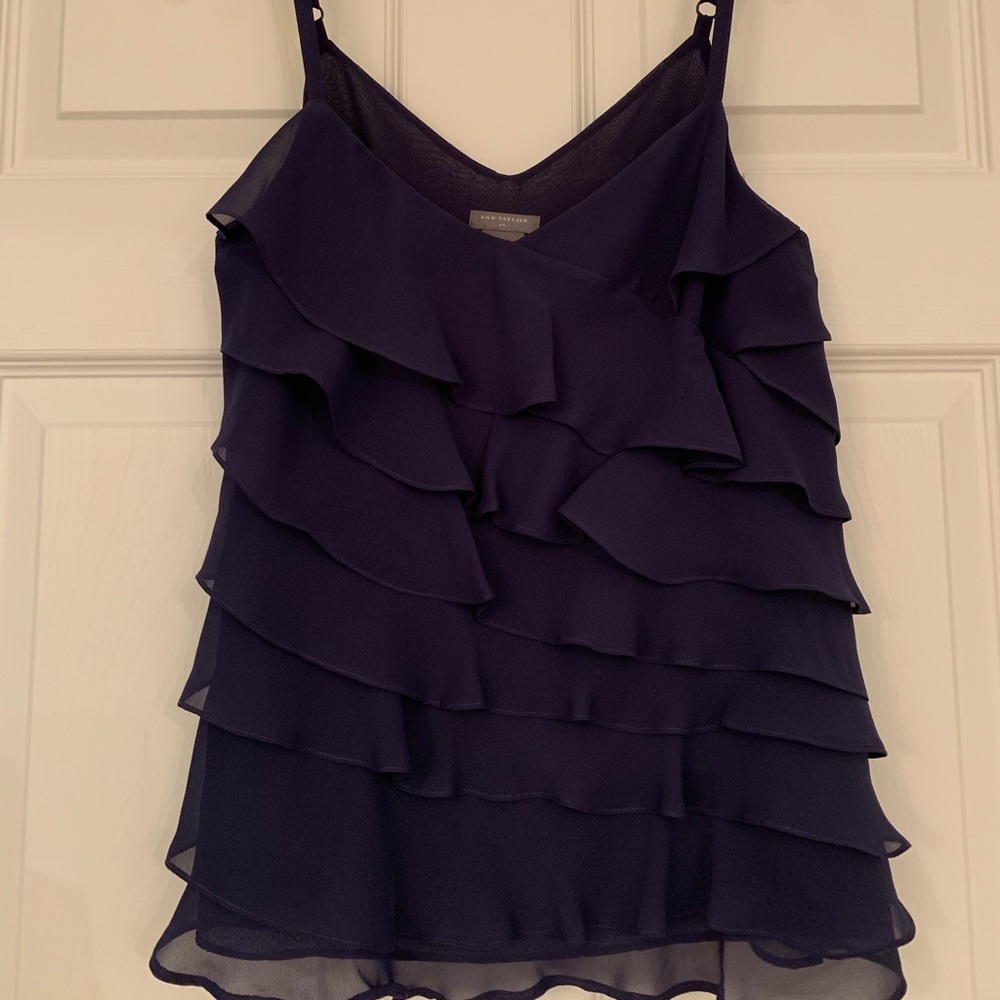 Navy Ruffle Tank